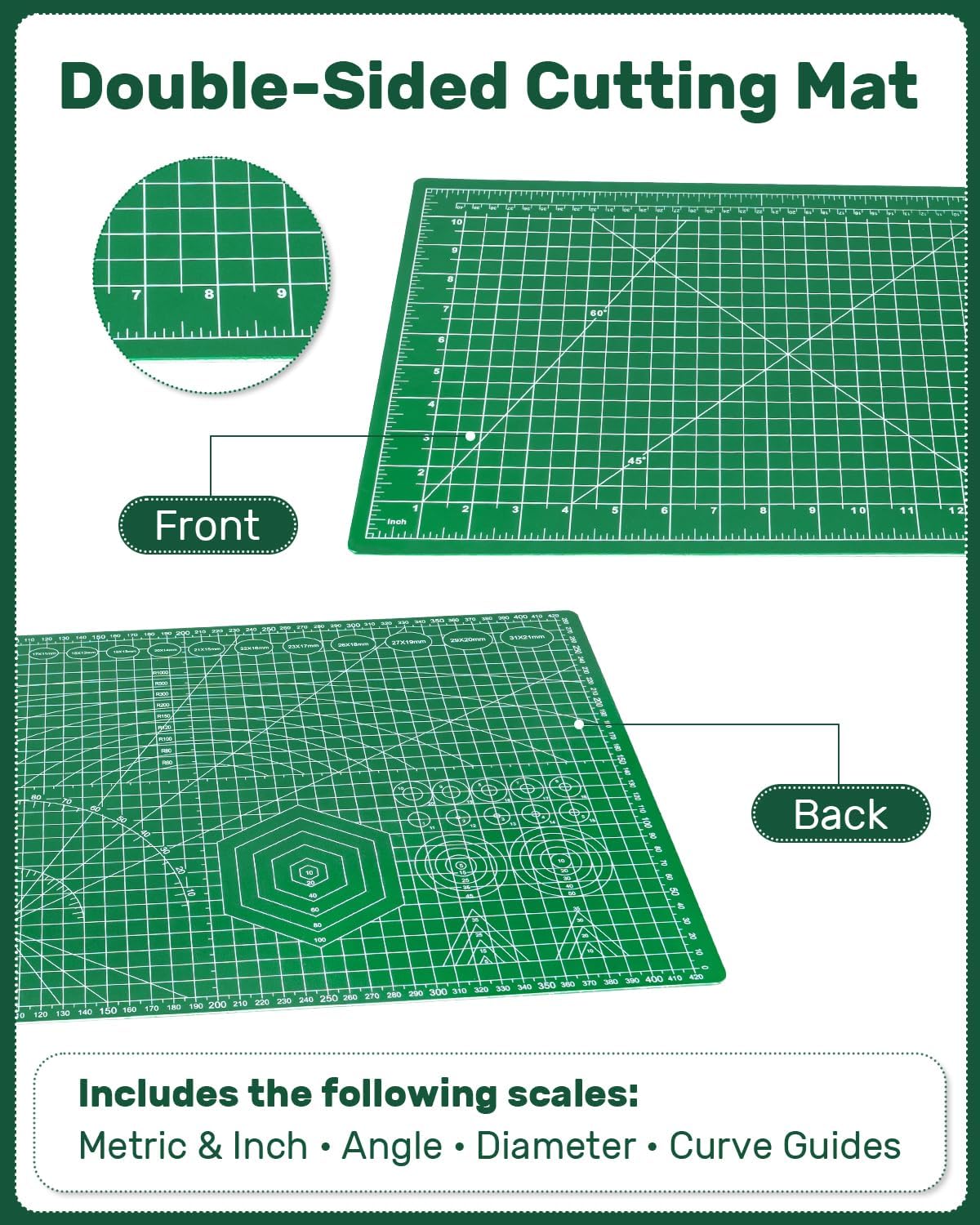 Alfombrilla de corte autorreparable 17 x 11 pulgadas doble cara para costura acolchado álbumes y manualidades