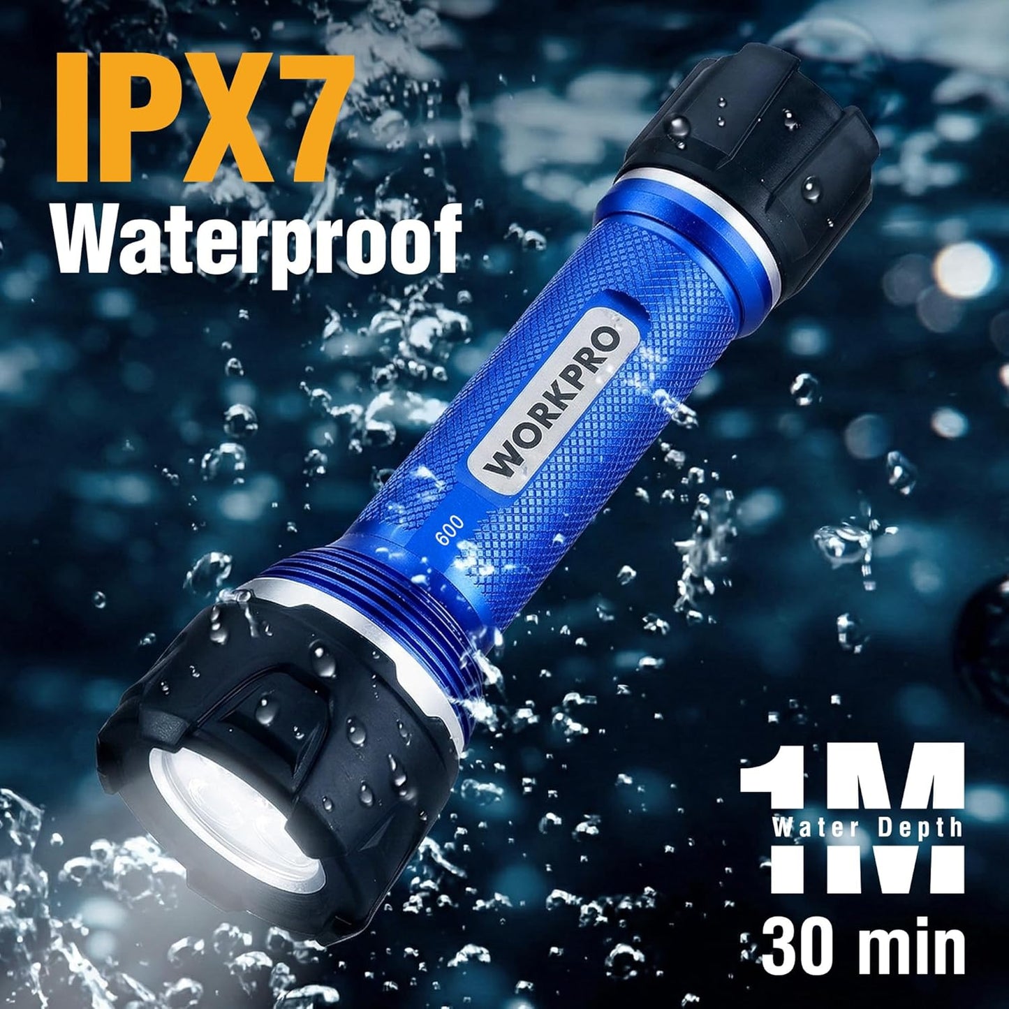 Linterna recargable IPX7 aluminio 3 modos LED luz súper brillante