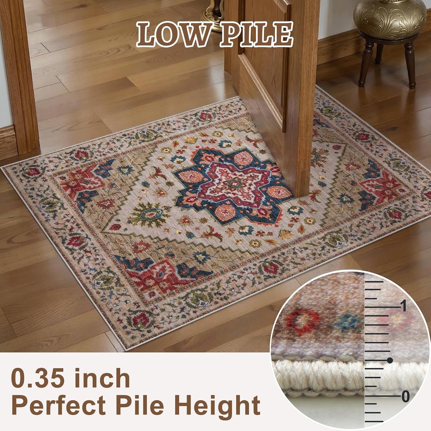 Alfombra pasillo 2x5pulg antideslizante vintage suave