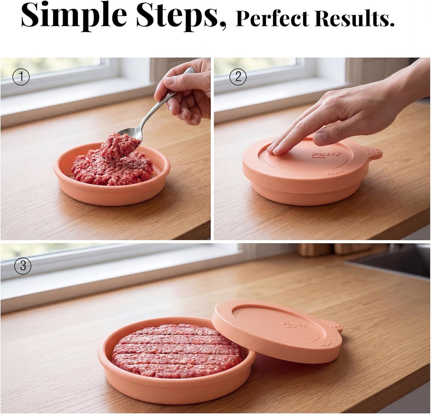 Juego moldes silicona hamburguesas reutilizable antiadherente