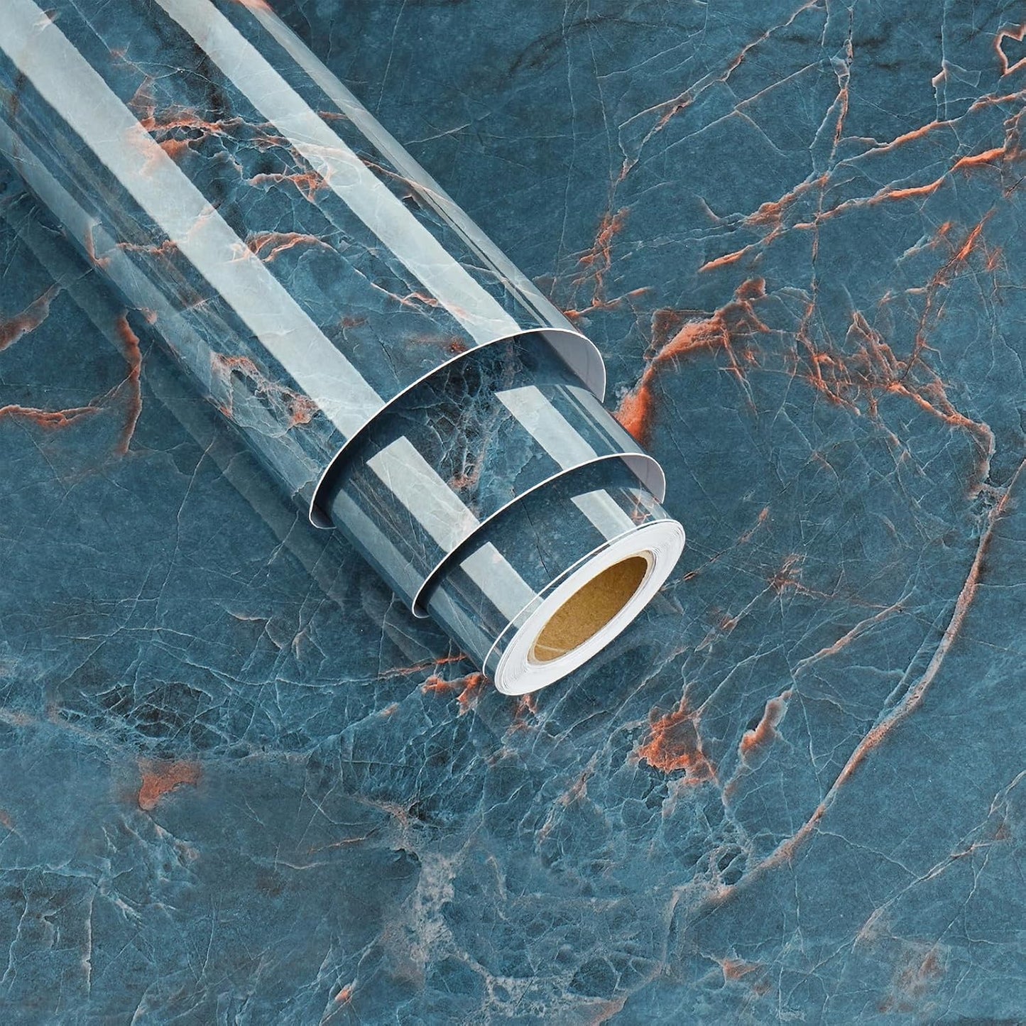 Papel tapiz mármol azul brillante autoadhesivo impermeable