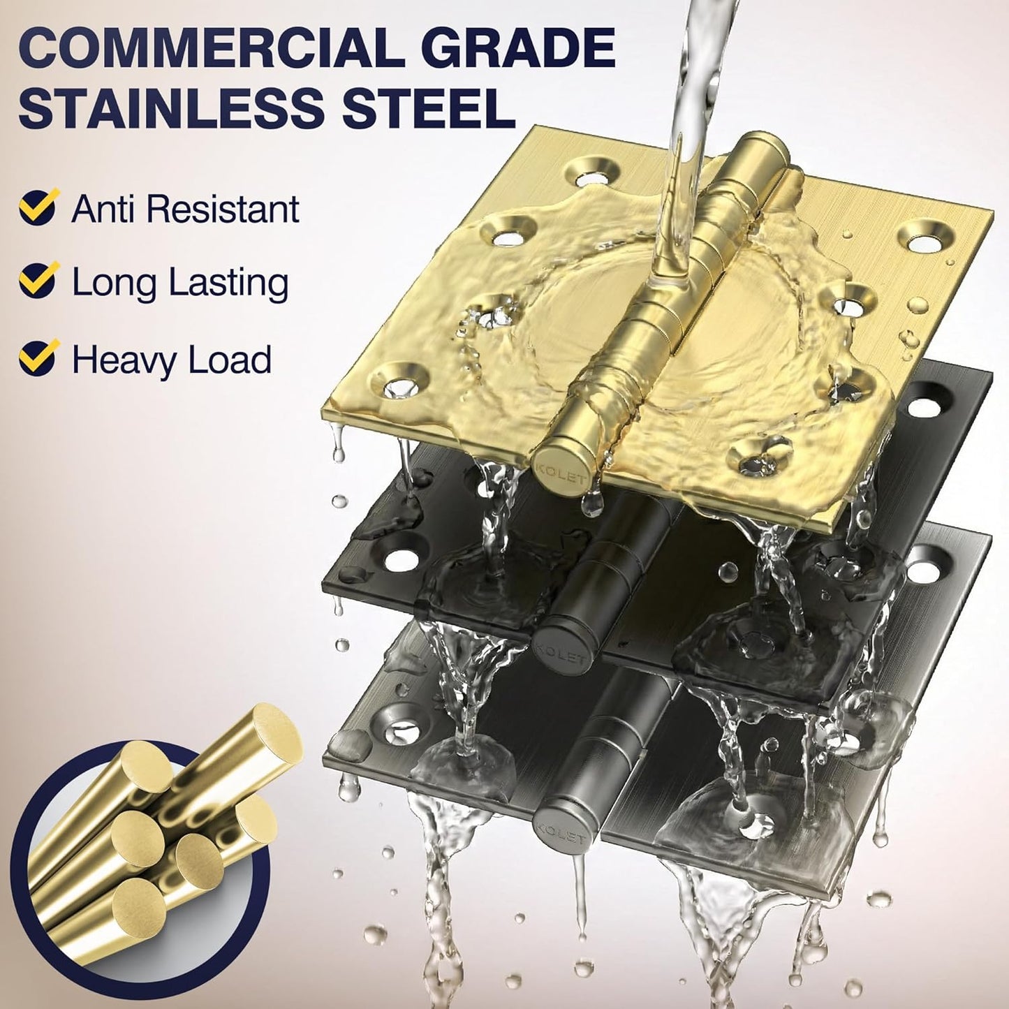 Bisagras puerta oro cepillado rodamientos bolas 4x4pulg