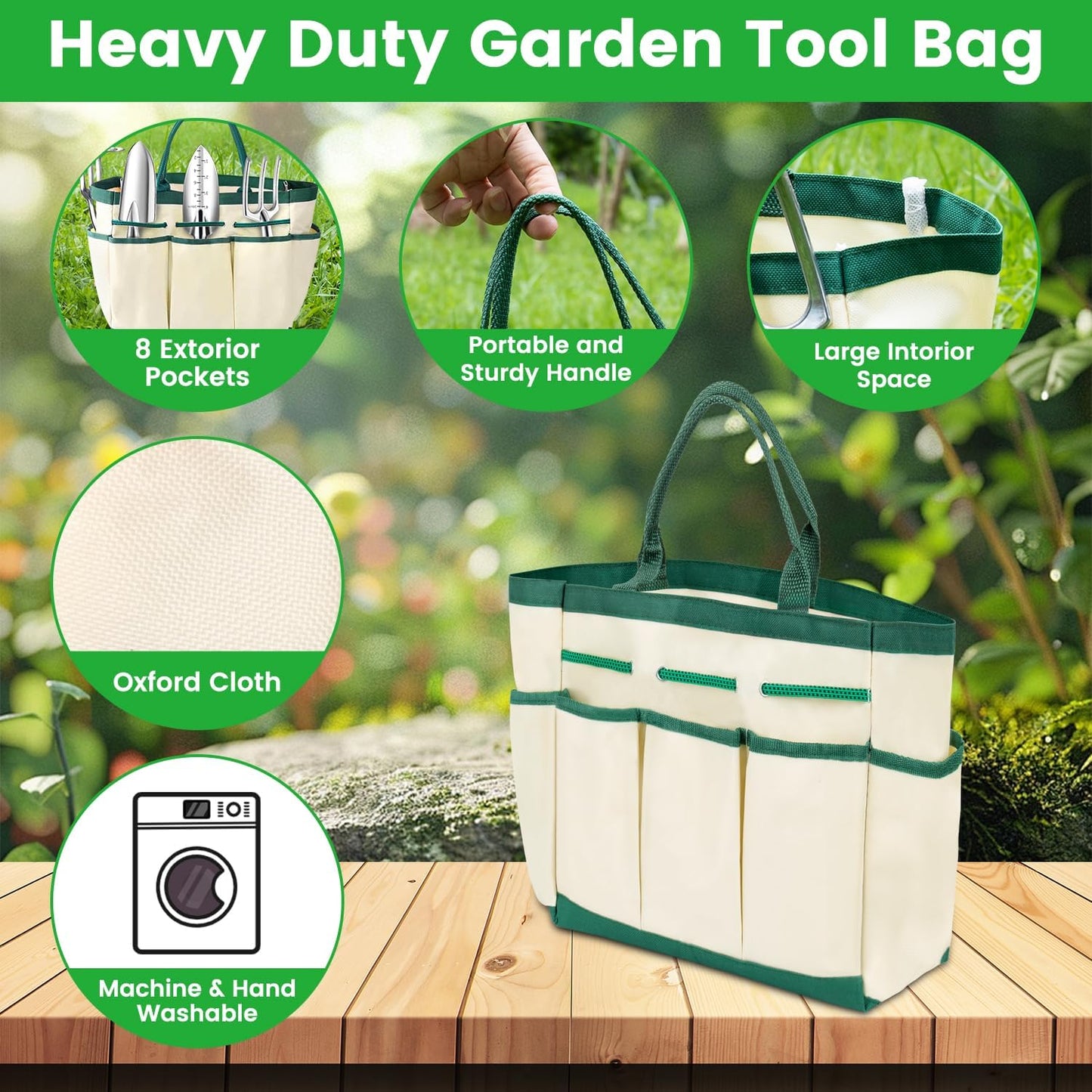 Juego 9 Pzas Herramientas Jardín Aluminio Bolsa Duradera
