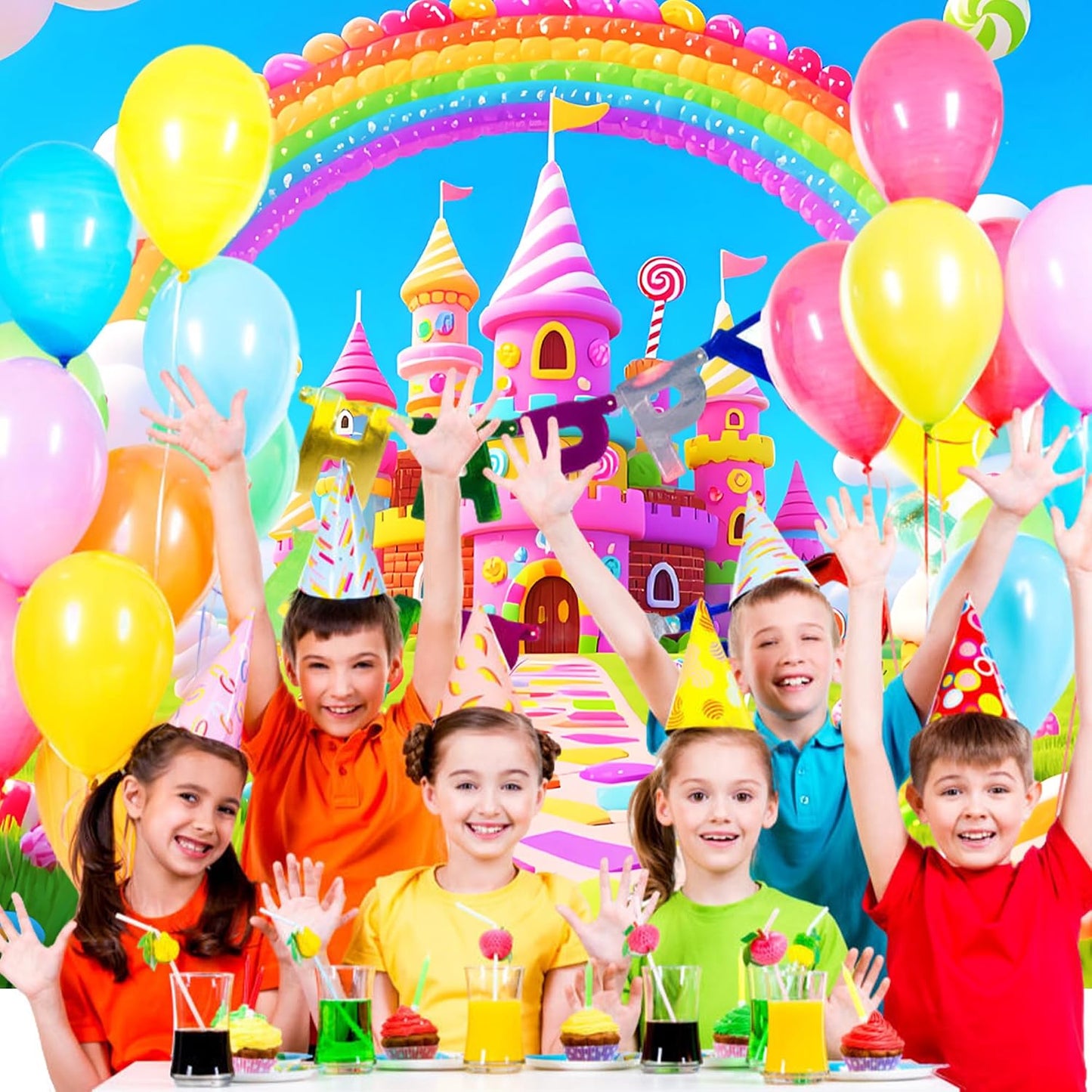 Telón fiesta dulces 8x6ft con cinta 19.69ft