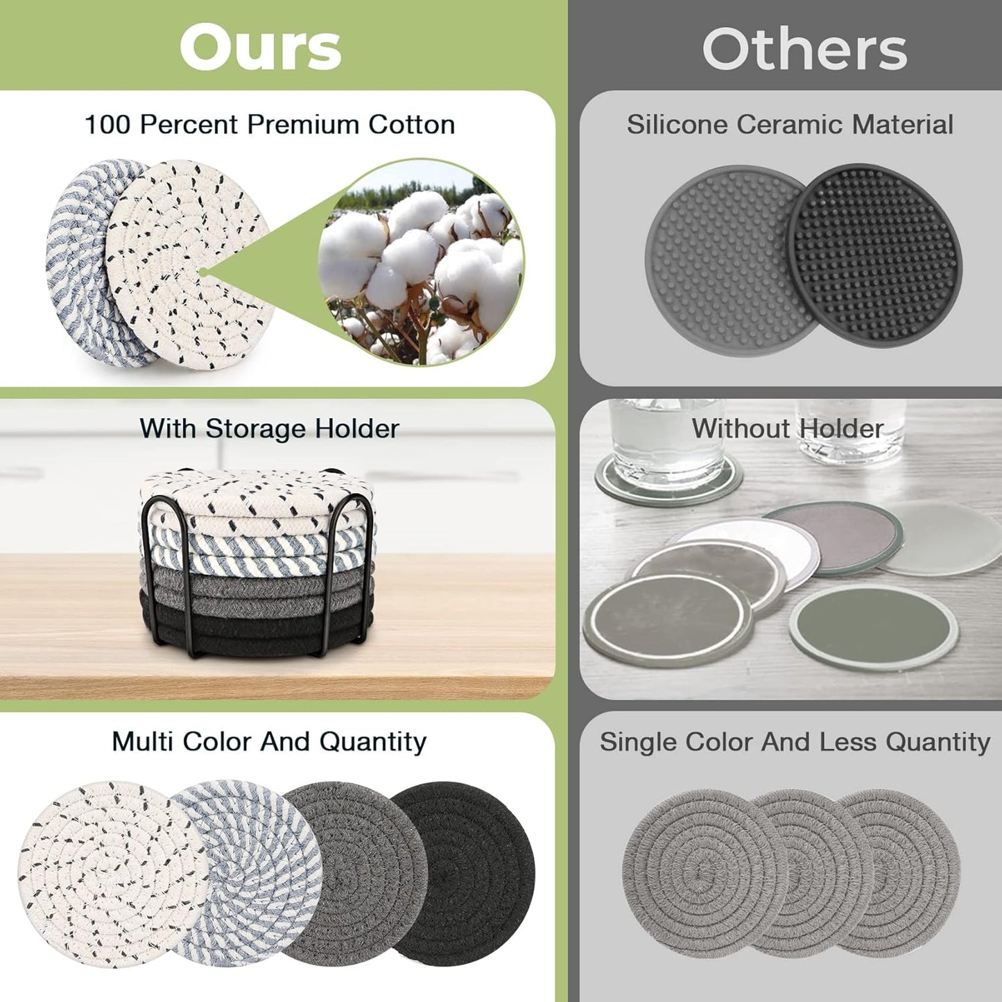 Set 4+8 posavasos absorbentes con soporte decoración sala