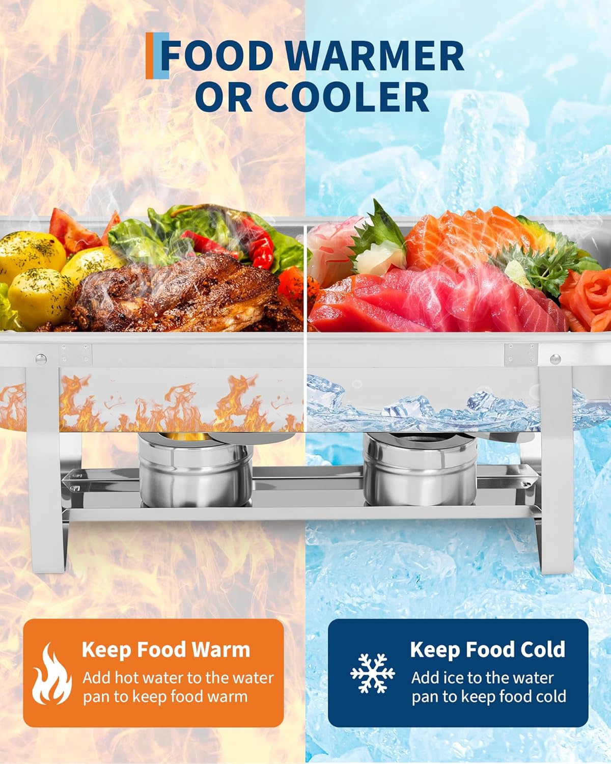 Set 4 Chafer Acero Inox Rectangular Plegable 8QT
