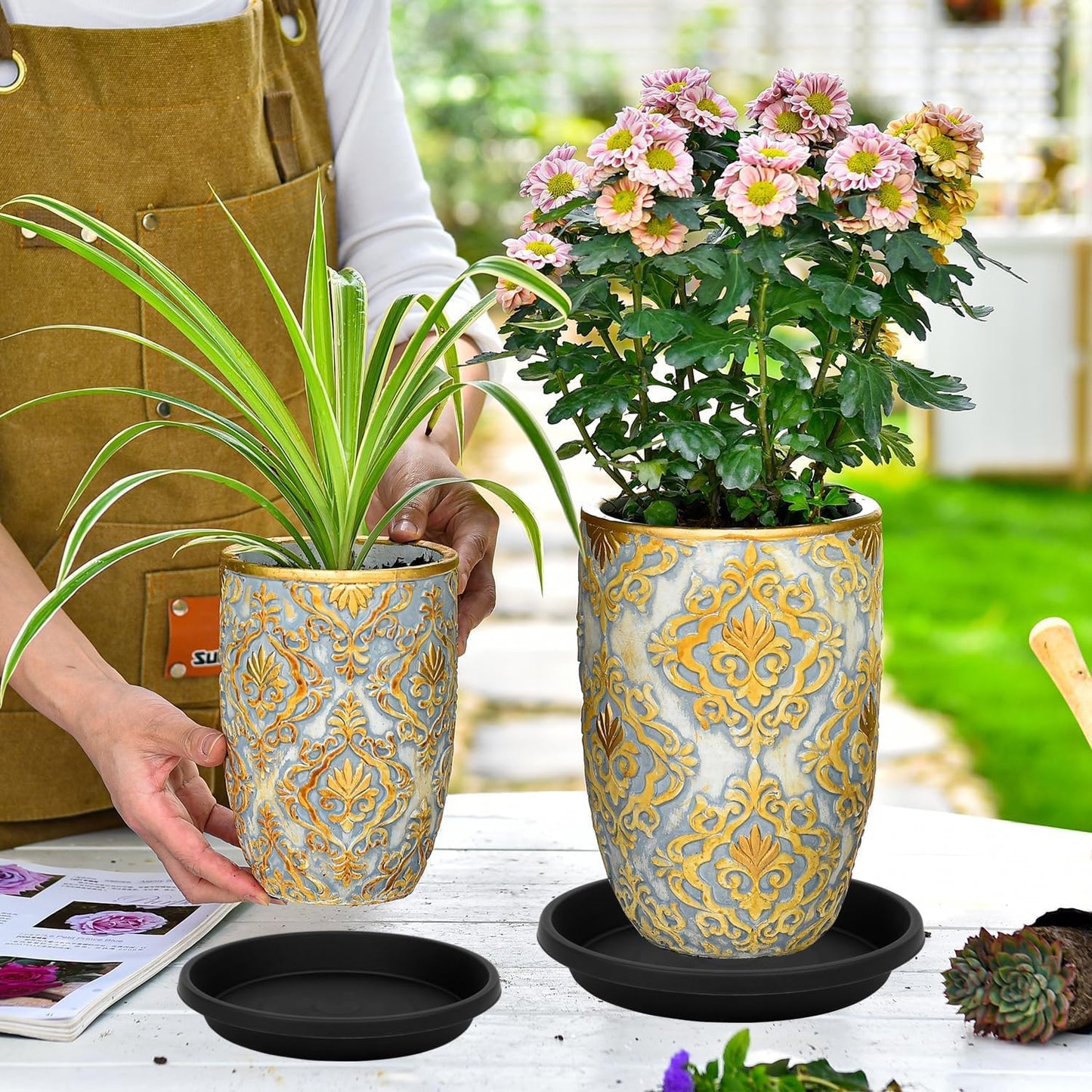 5 Platillos Plástico para Plantas 6-20pulg Resistentes
