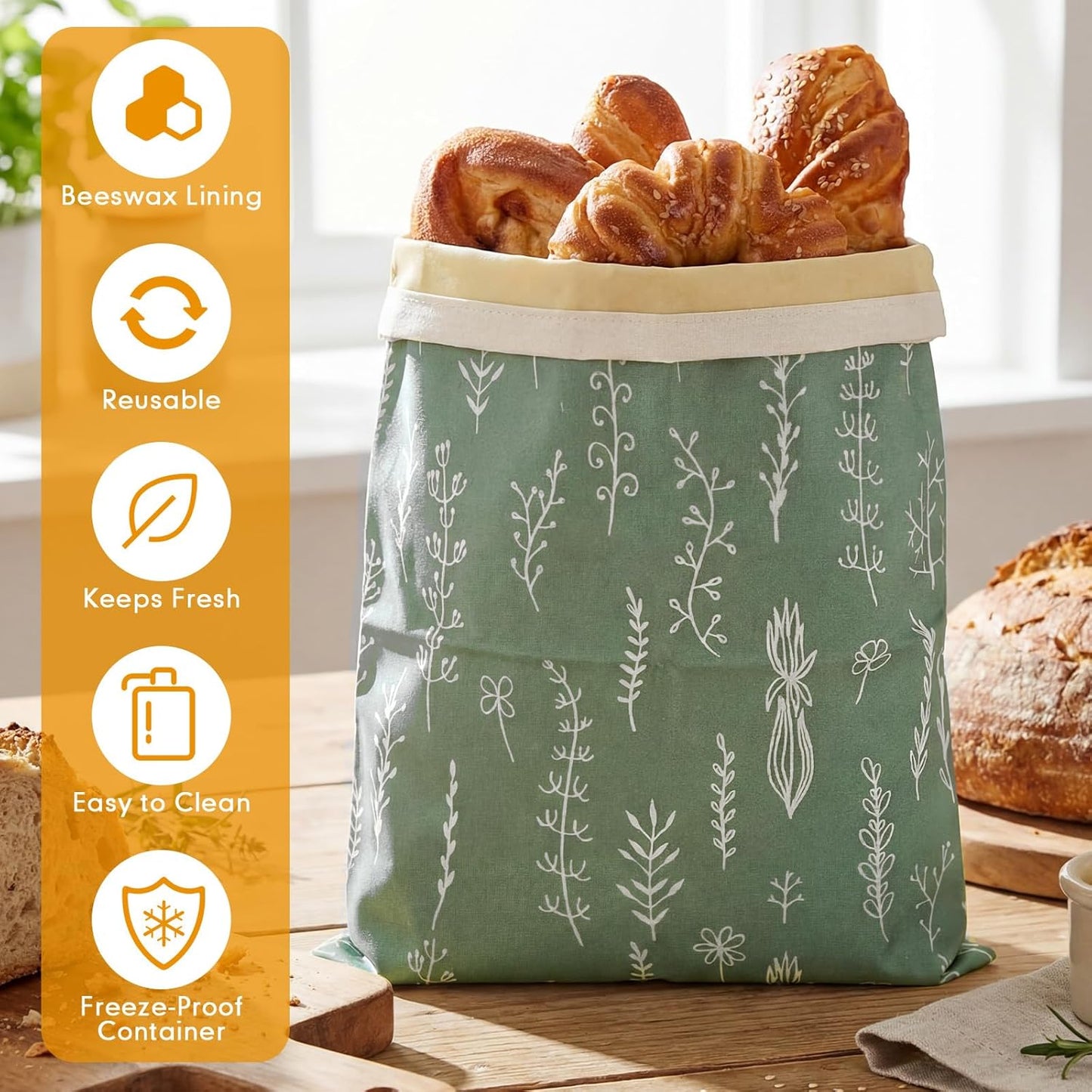 2 Pzas Bolsas Pan Cera Abeja Reutilizables 13x17pulg