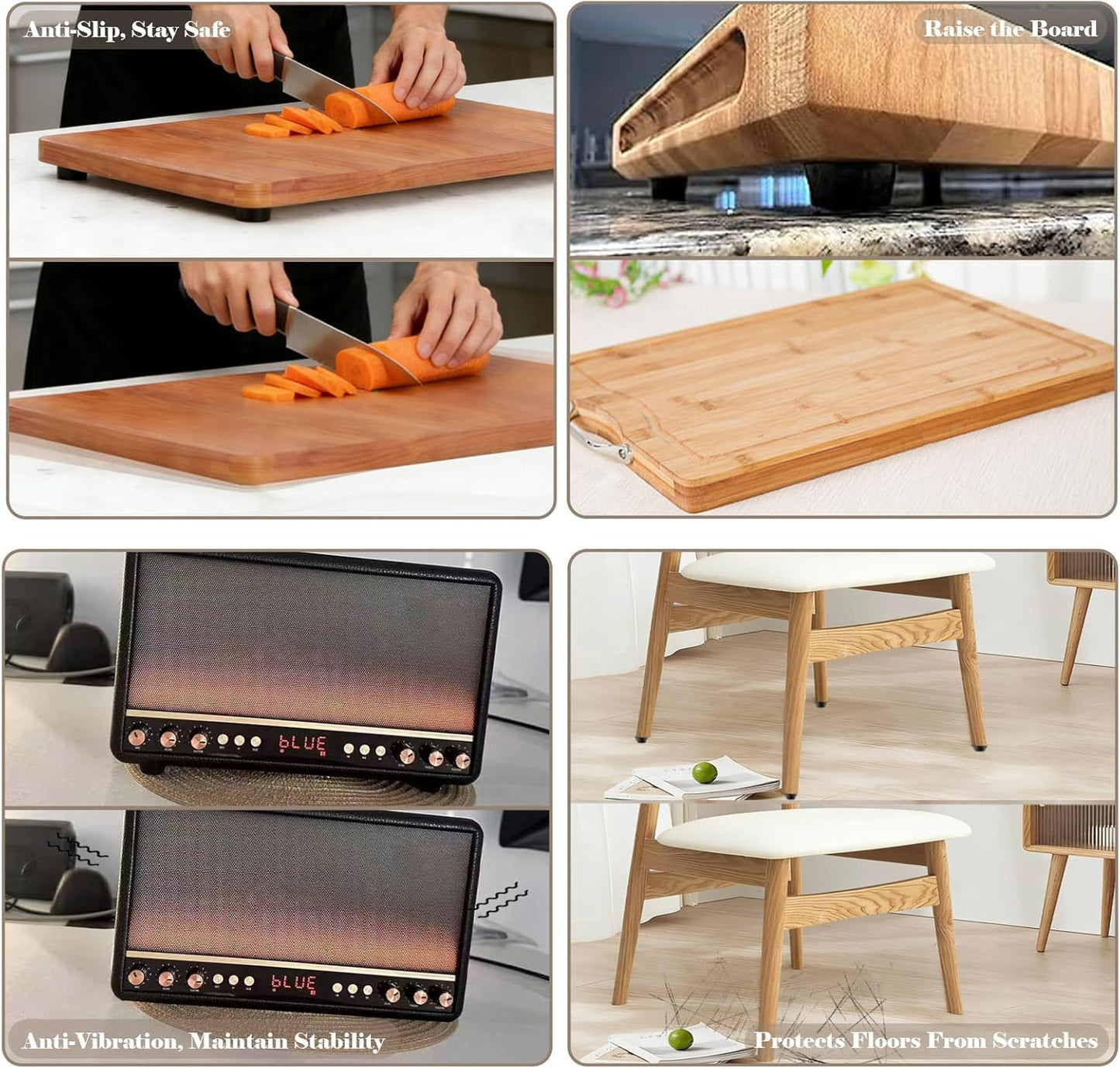 Patas goma antideslizante para tablas de cortar acero inox