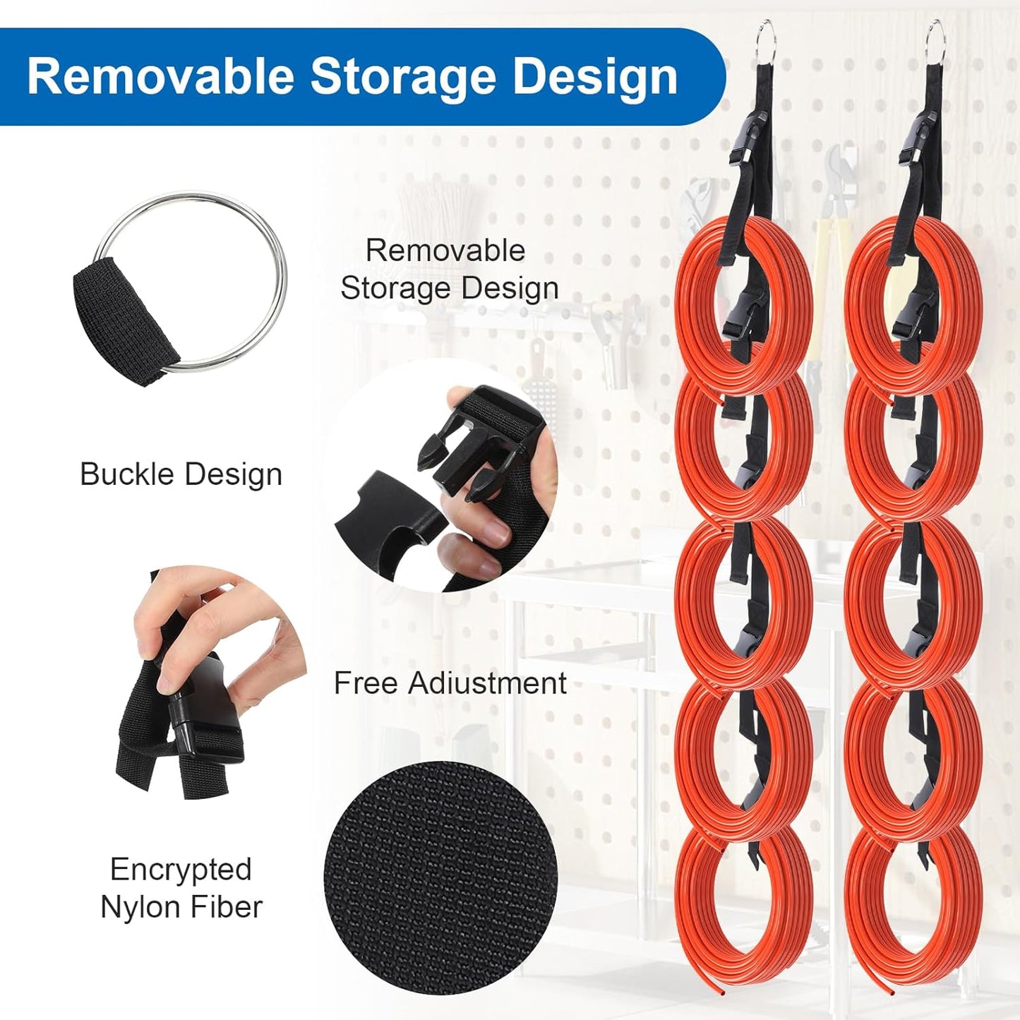 Organizador cables extensión 3 pzas con 5 ranuras