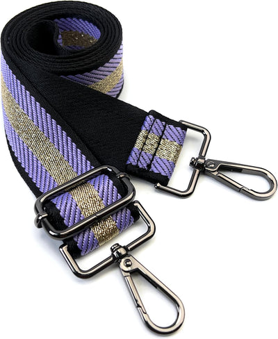 Correa bolso hilo morado y dorado 1-1/2 pulg ajustable