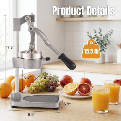 Exprimidor manual hierro fundido con taza acero inox