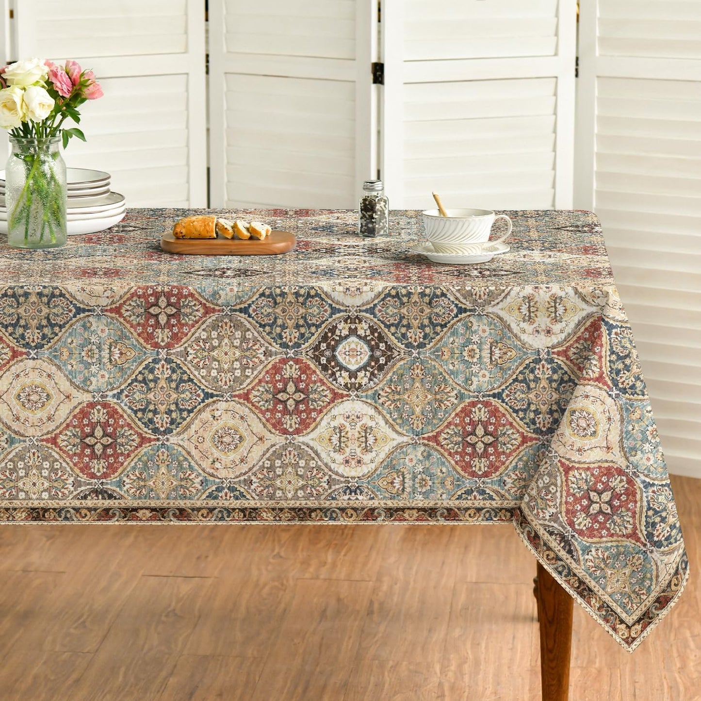 Mantel bohemio rectangular Horaldaily 60 x 84 pulgadas rústico vintage