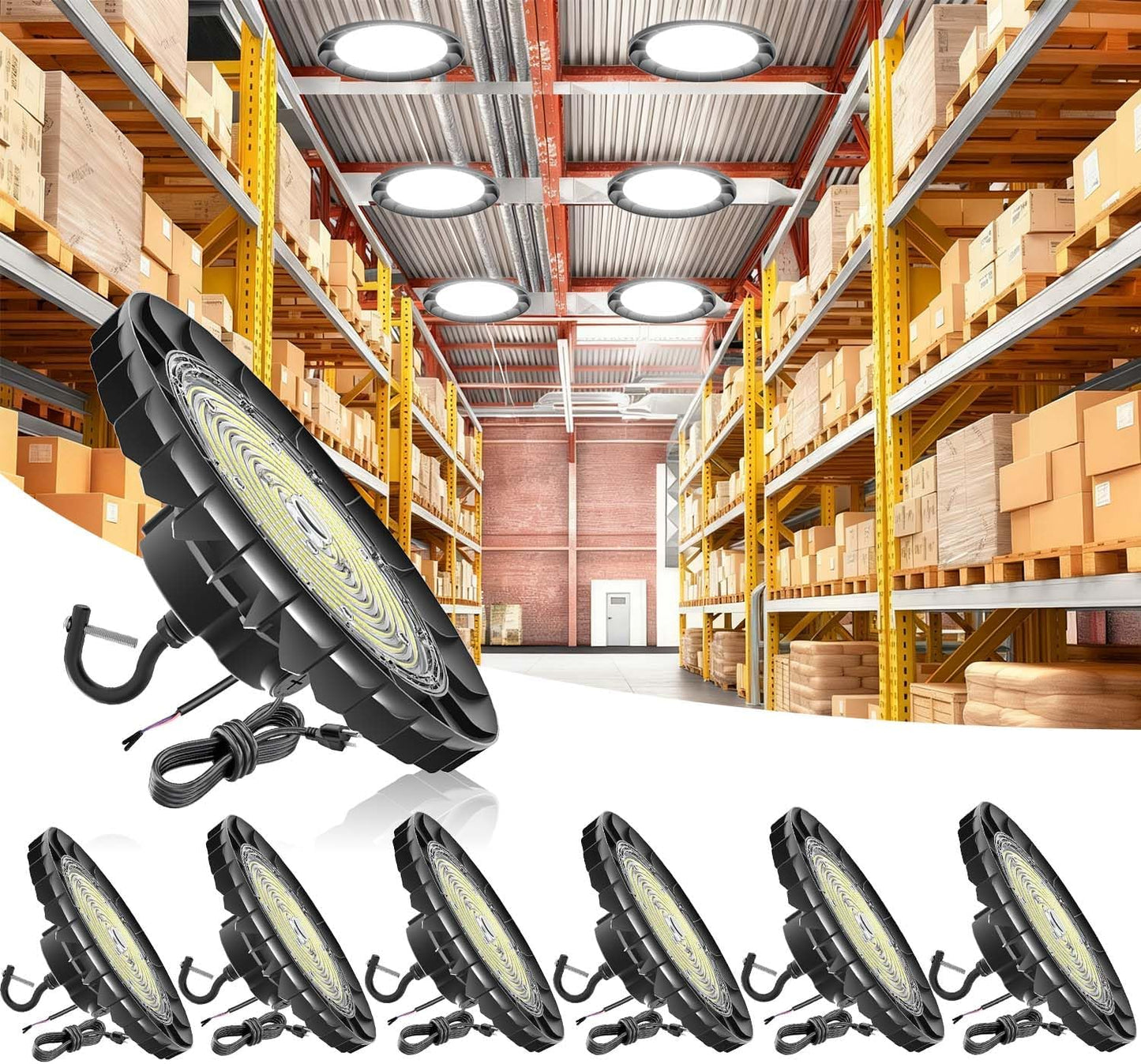 Luz LED alta bahía 240W pack 6 38400lm ETL IK10 almacén fábrica