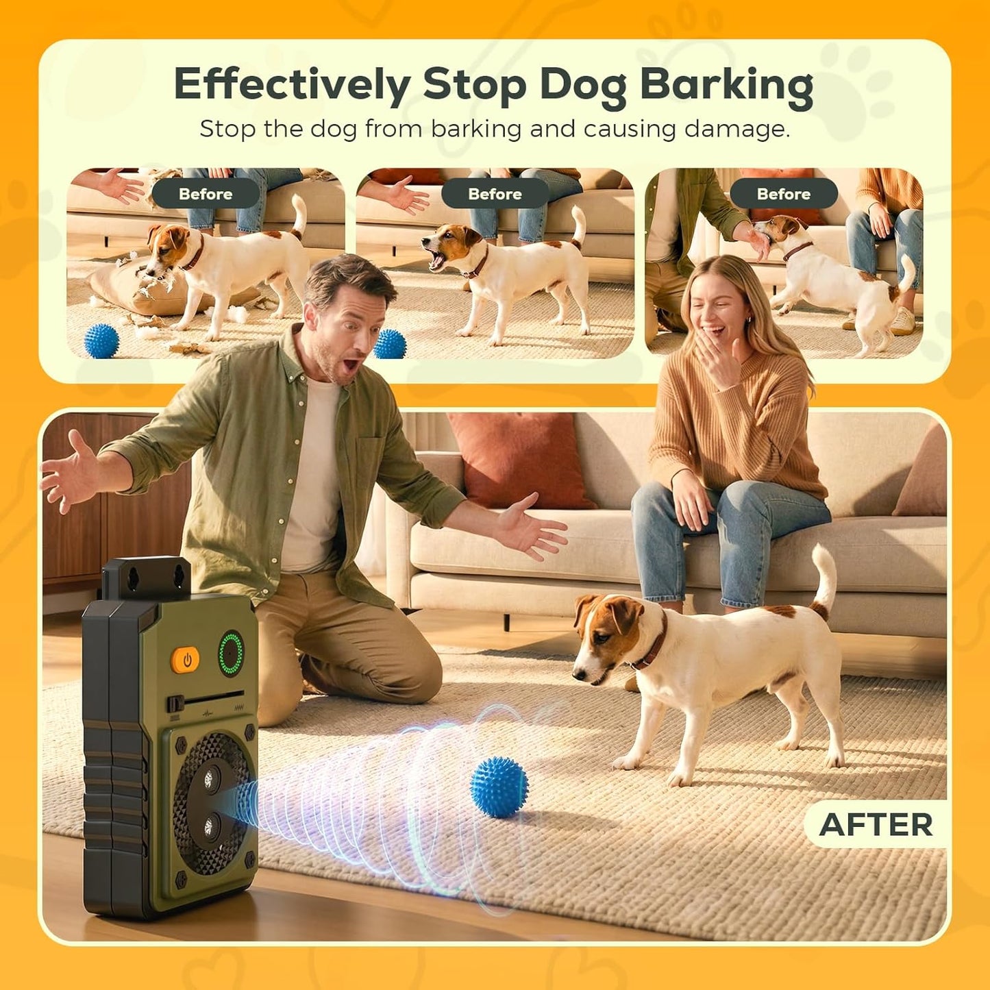 Dispositivo antiladridos perro 50pies 3 modos ultrasónicos