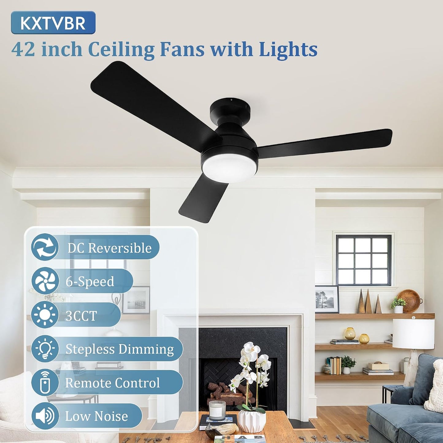 Ventilador techo bajo 42pulg con luz 3CCT 6 velocidades