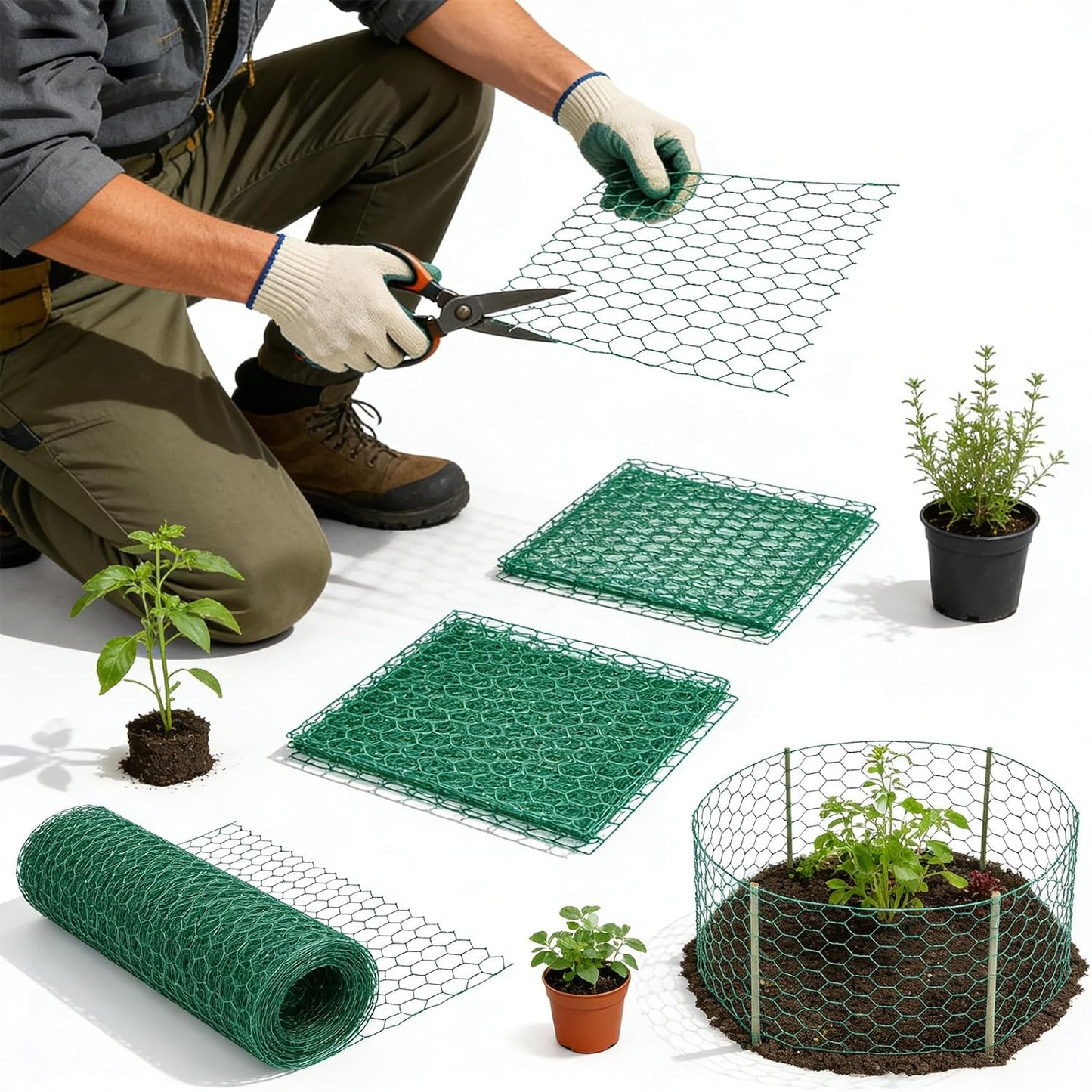Protectores plantas malla 15.7x120pulg con guantes