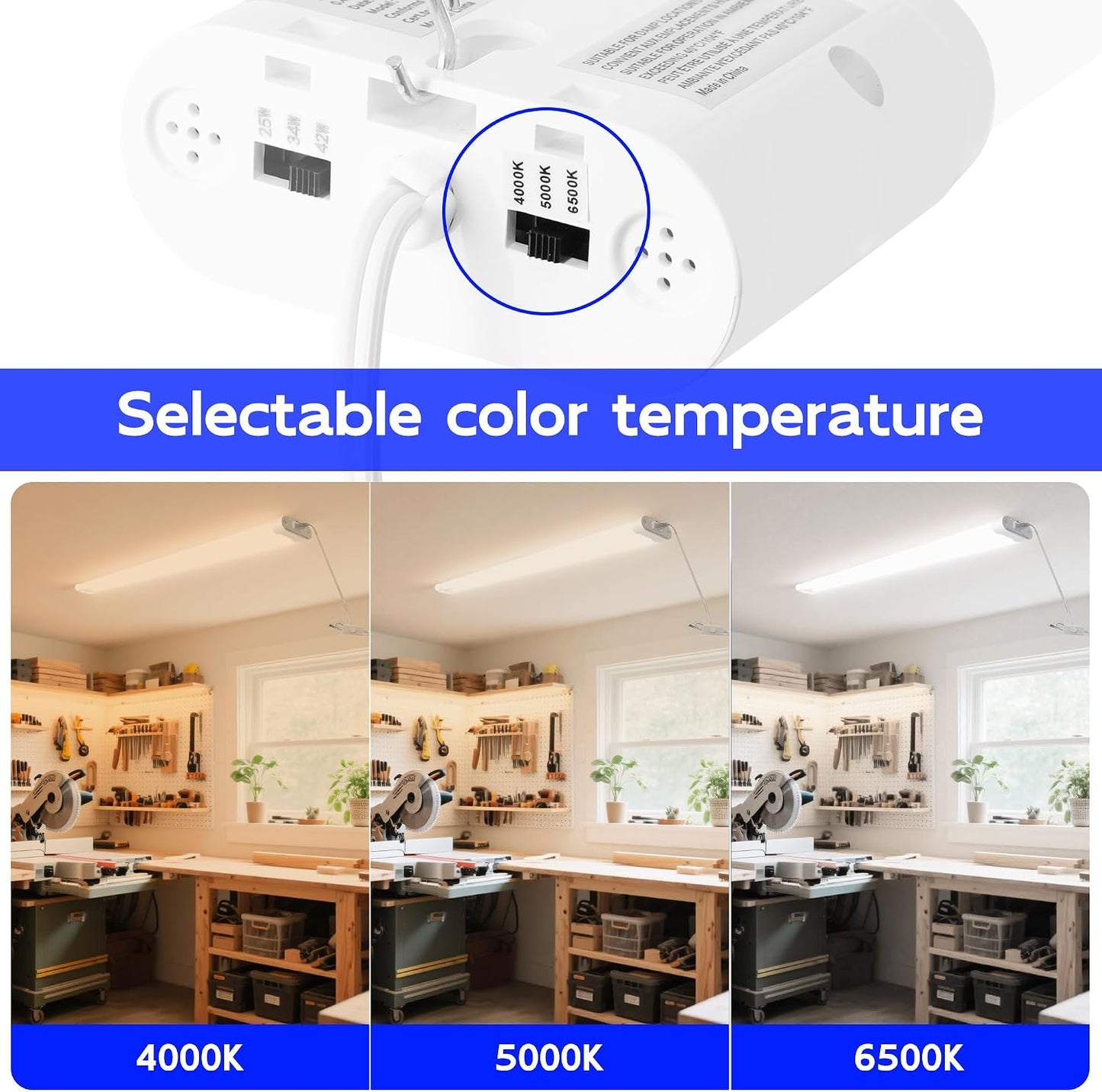 Luces LED tienda 4ft 3CCT 25-42W 5500LM pack 4