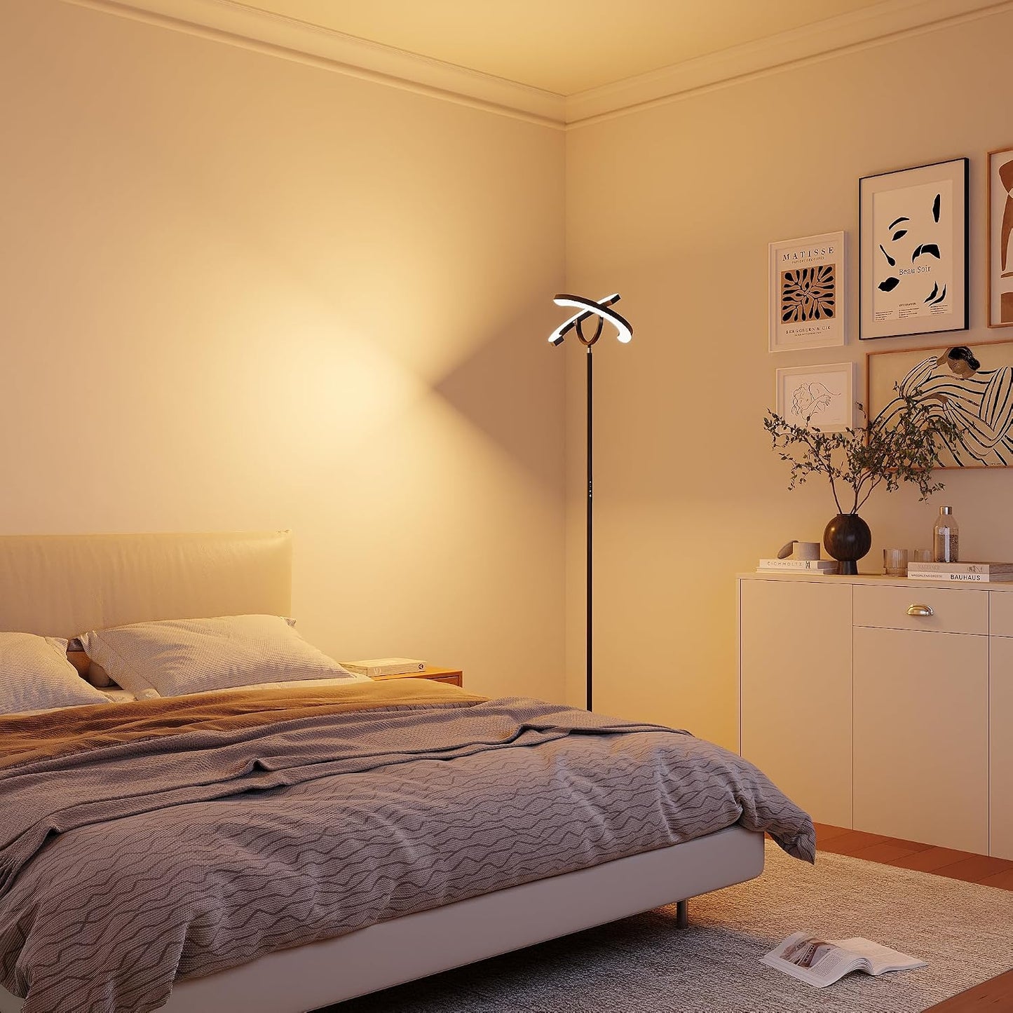Lámpara pie LED moderna 30W giratoria 350° control remoto