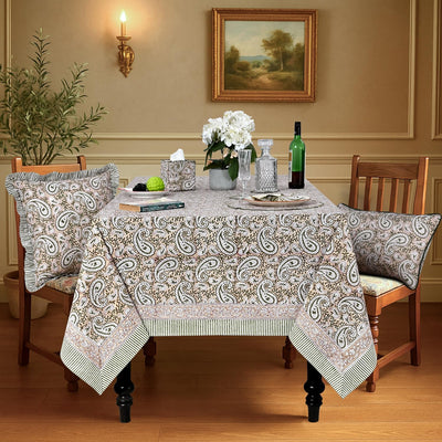Mantel algodón estampado bloques bohemio 48x102pulg