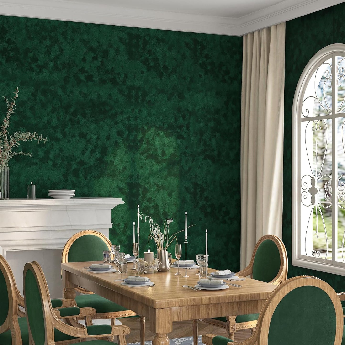 Papel tapiz terciopelo verde esmeralda autoadhesivo extraíble