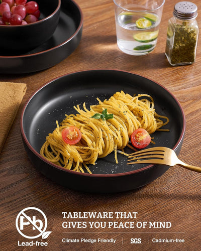 Set 6 Cuencos Cerámica Pasta 33oz Negro