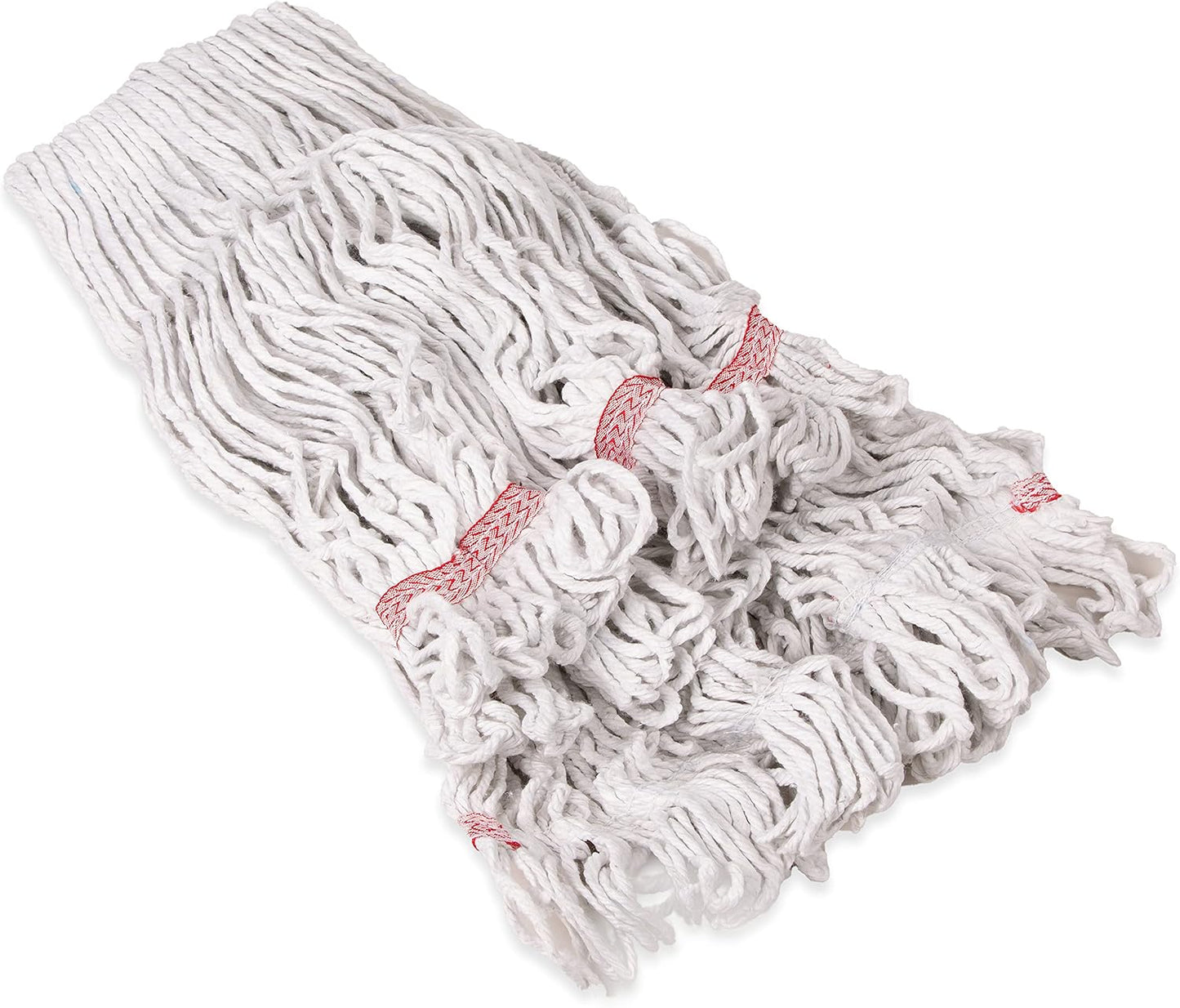 Cabezal trapeador algodón bucle banda roja 5pulg blanco