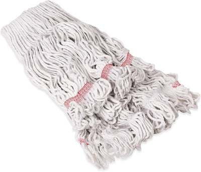 Cabezal trapeador algodón bucle banda roja 5pulg blanco