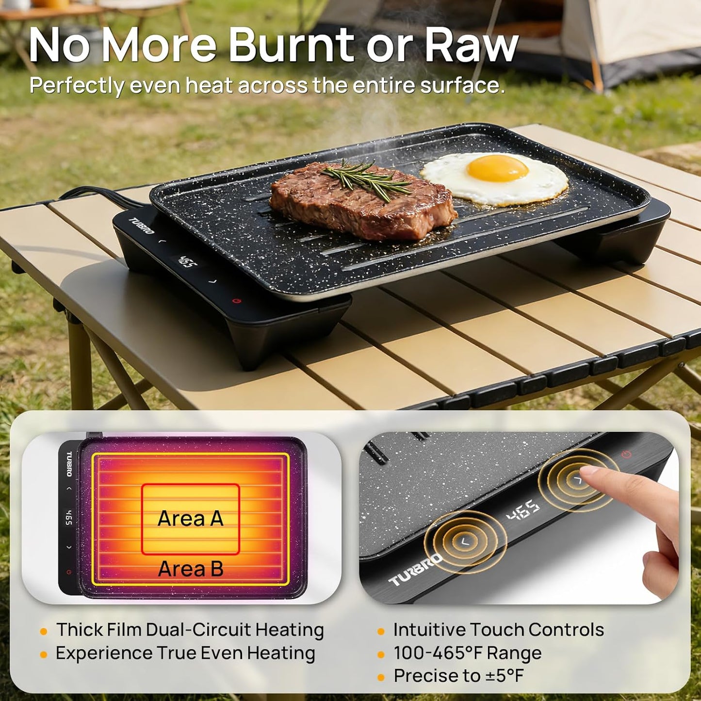 Plancha eléctrica portátil 300-600W antiadherente para RV camping