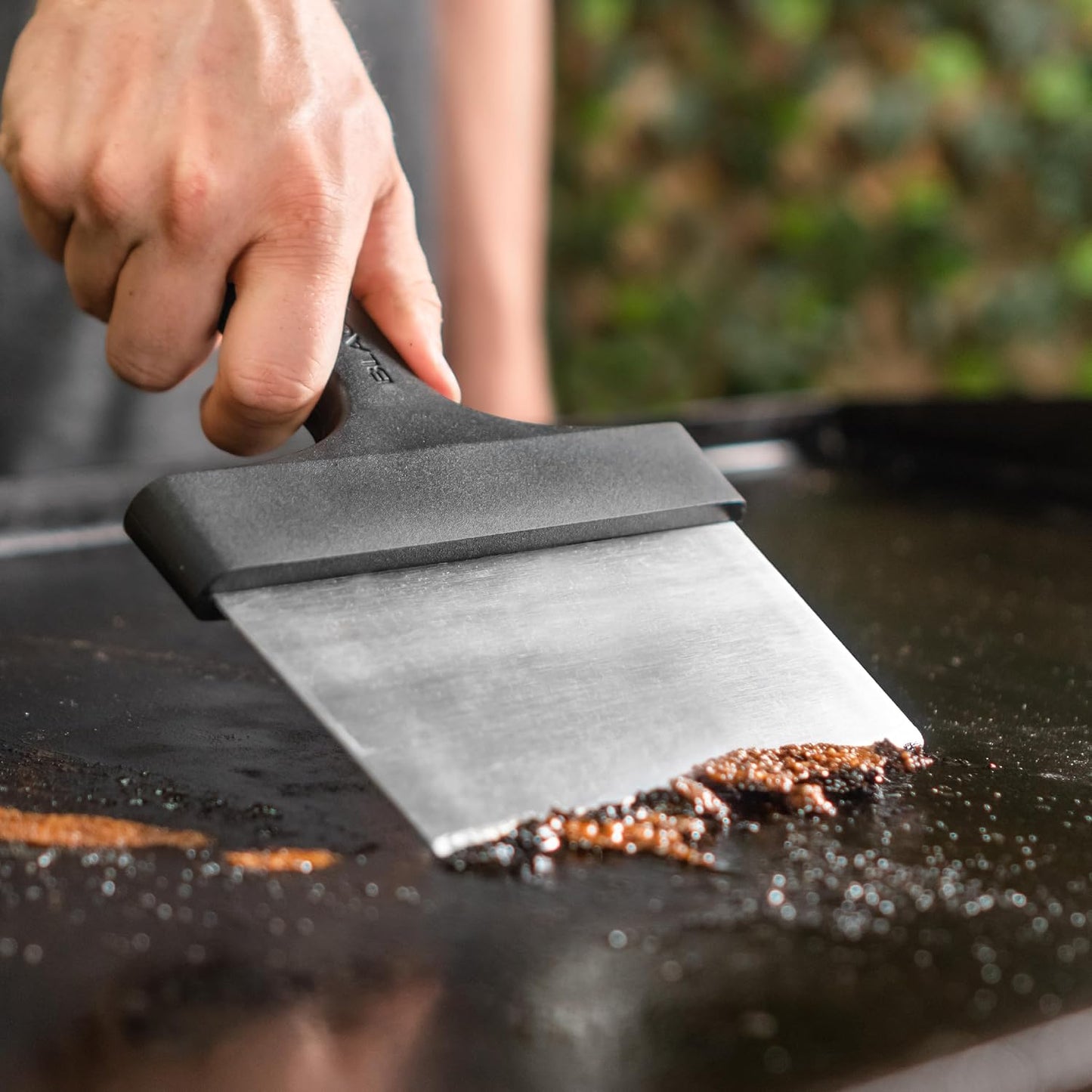 Rascador plancha acero inox mango largo multiusos