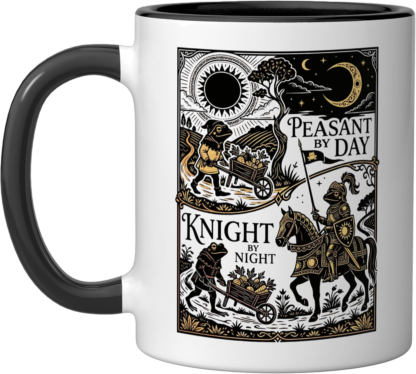 Taza Cerámica Risa Medieval Sapo Negro/Blanco
