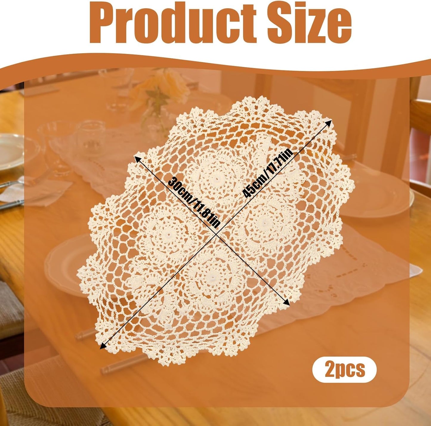 2 Pzas Fundas de Mesa Vintage Beige 12x17pulg