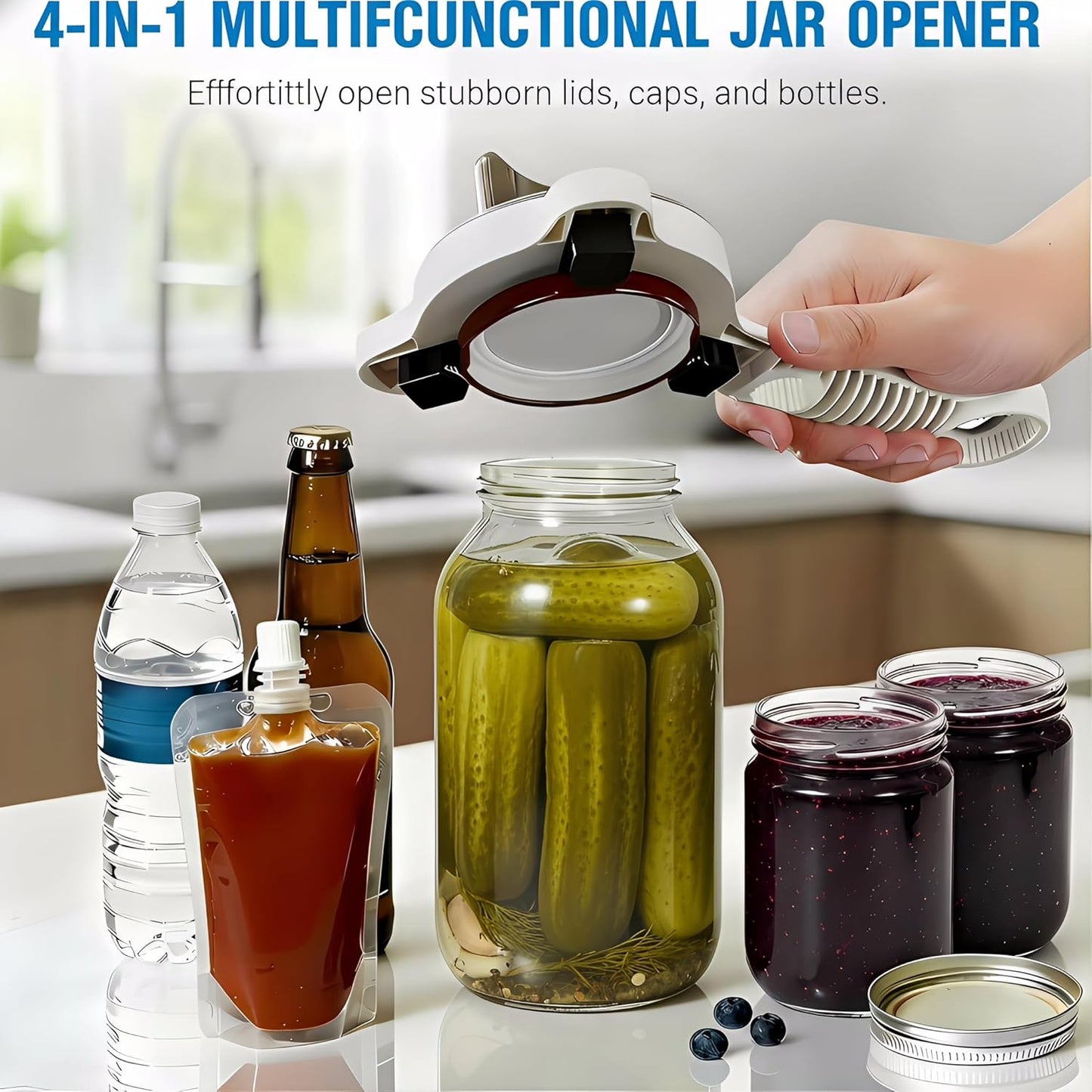 Abrelatas ajustable 4 en 1 para personas mayores con artritis