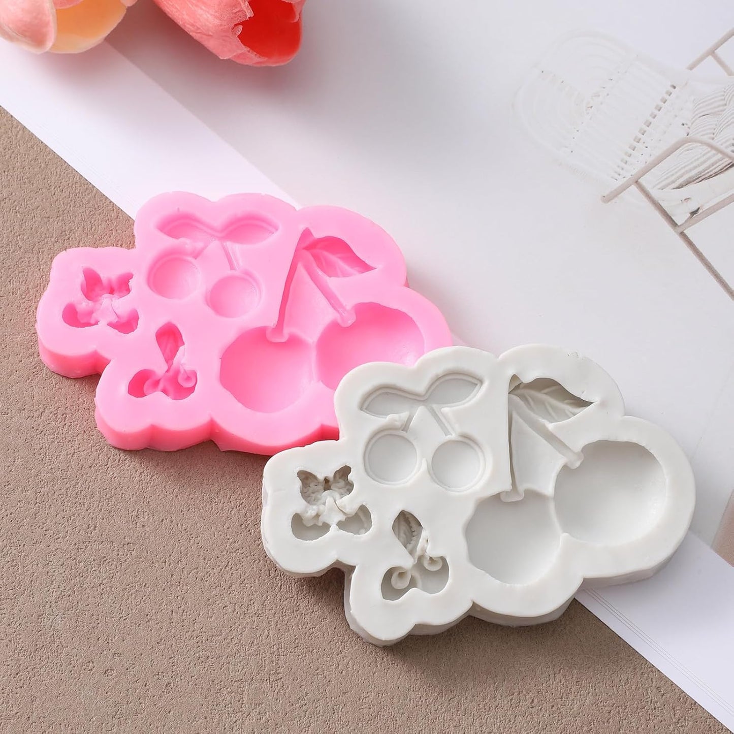 Moldes de silicona de cereza para chocolate y cupcakes