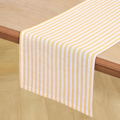 Camino Mesa Lino Rayas Amalfi Mostaza Blanco 14x90pulg