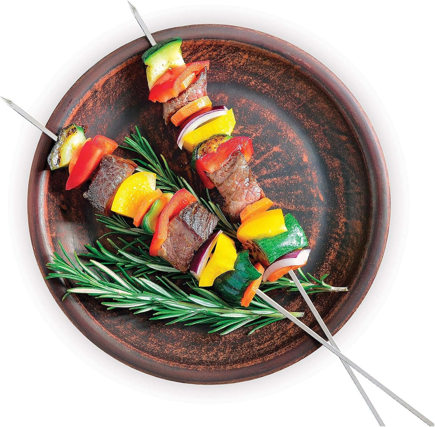 Brochetas parrilla 15pulg set 8 cuadradas con mango anillo