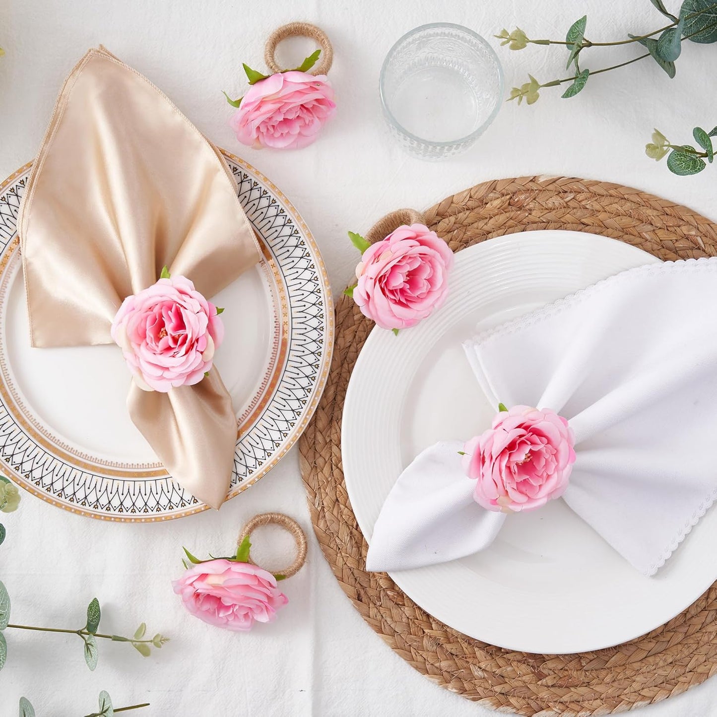 Juego de 6 servilleteros florales de primavera para bodas y fiestas