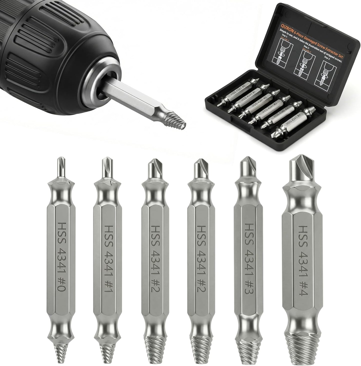 Kit extractor de tornillos y tuercas con estuche