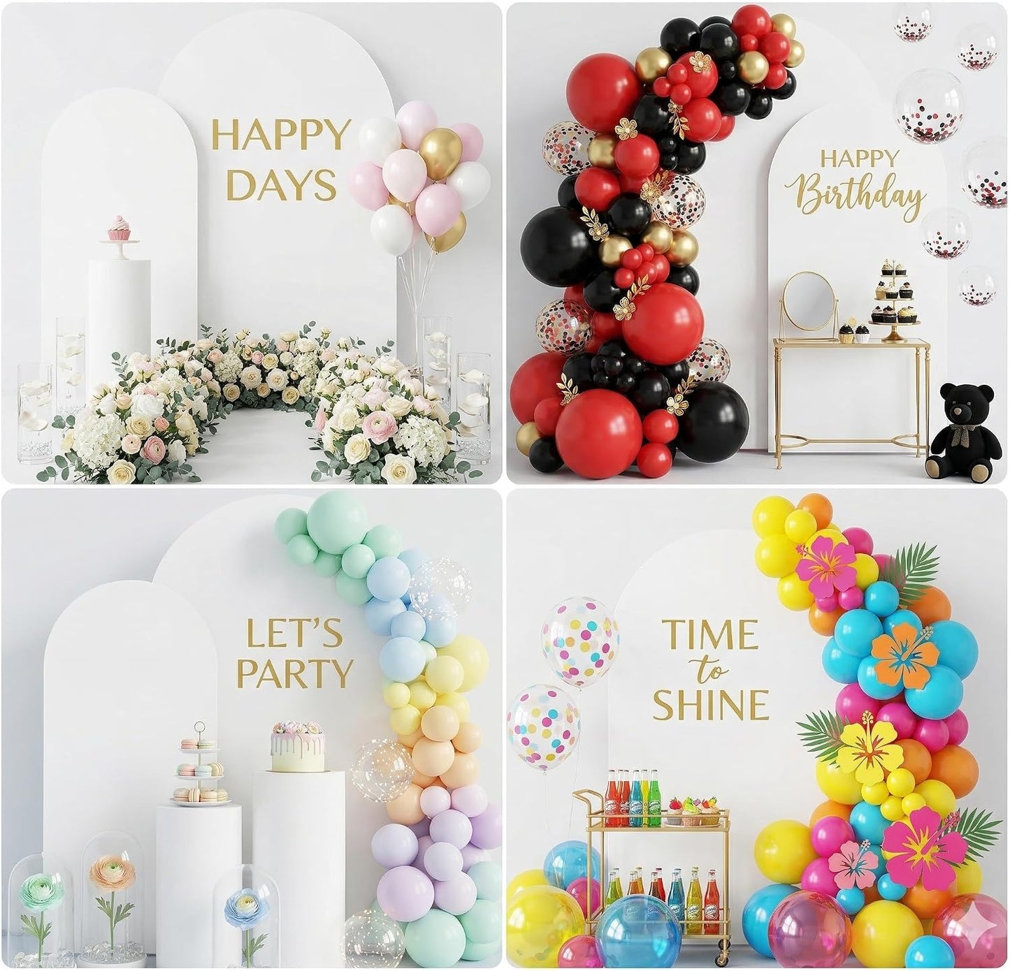 2 Pzas Soporte Arco Globos 6-7.2pies Dorado Decoración Bodas