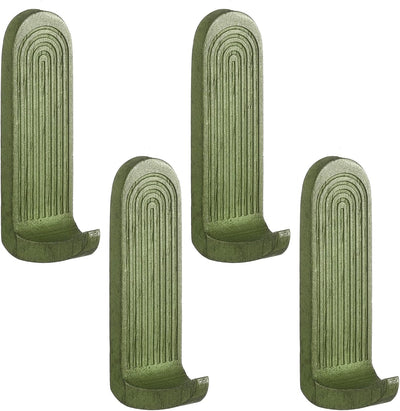 4 Ganchos Pared Arco Iris Hechos Mano Madera Sin Taladro