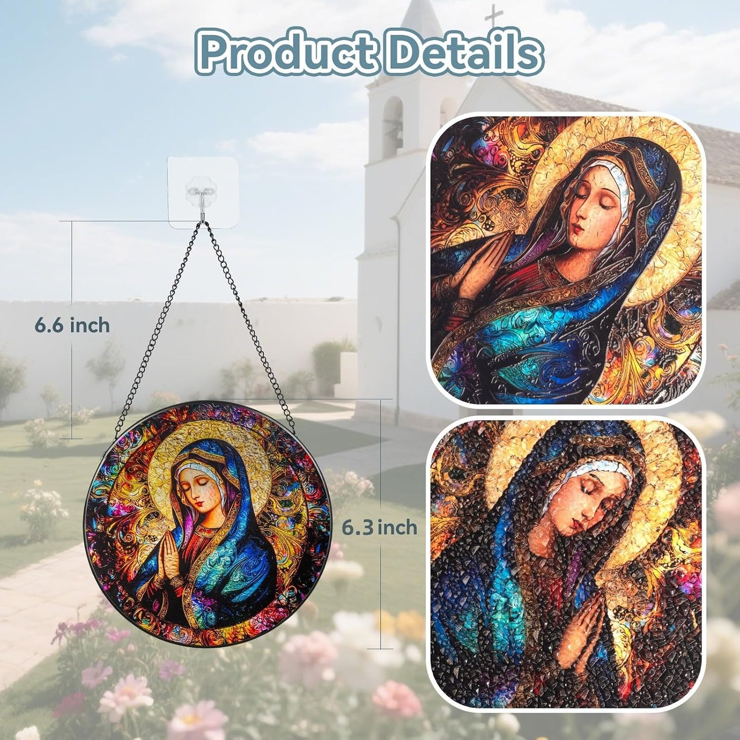 Atrapasoles para ventanas con cadena metal y ganchos 6.3pulg