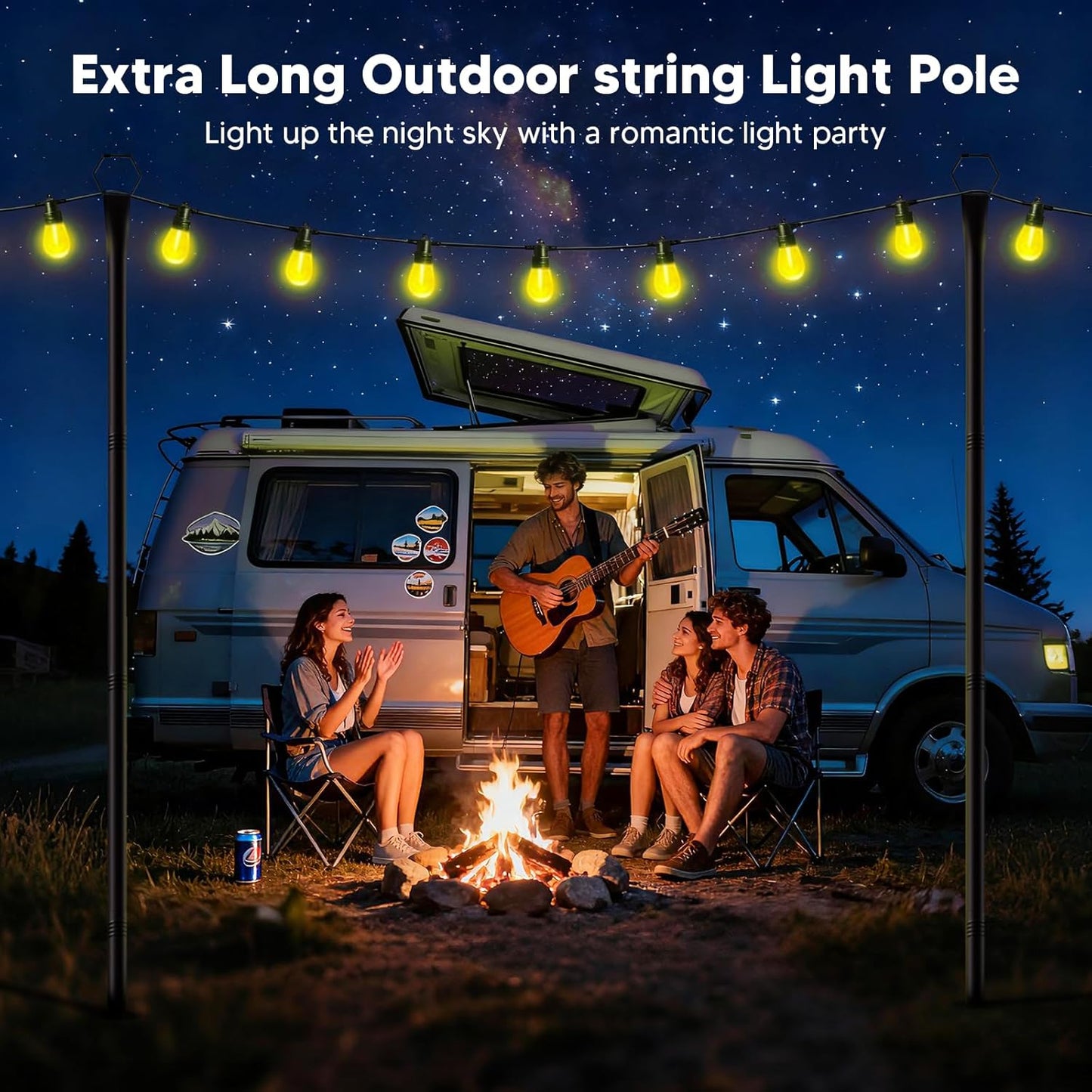 6 Postes Luz Exteriores 10ft Ajustables con Tenedor