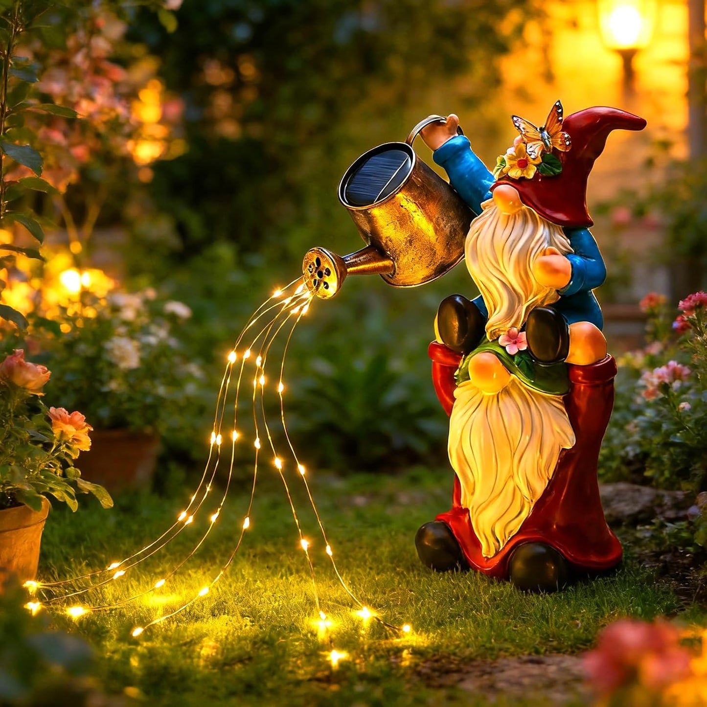 Estatua jardín con 36 luces LED resina IP65 decoración patio