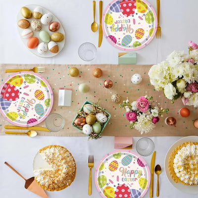 Platos de papel temática conejo de pascua 7 pulgadas para fiestas de primavera