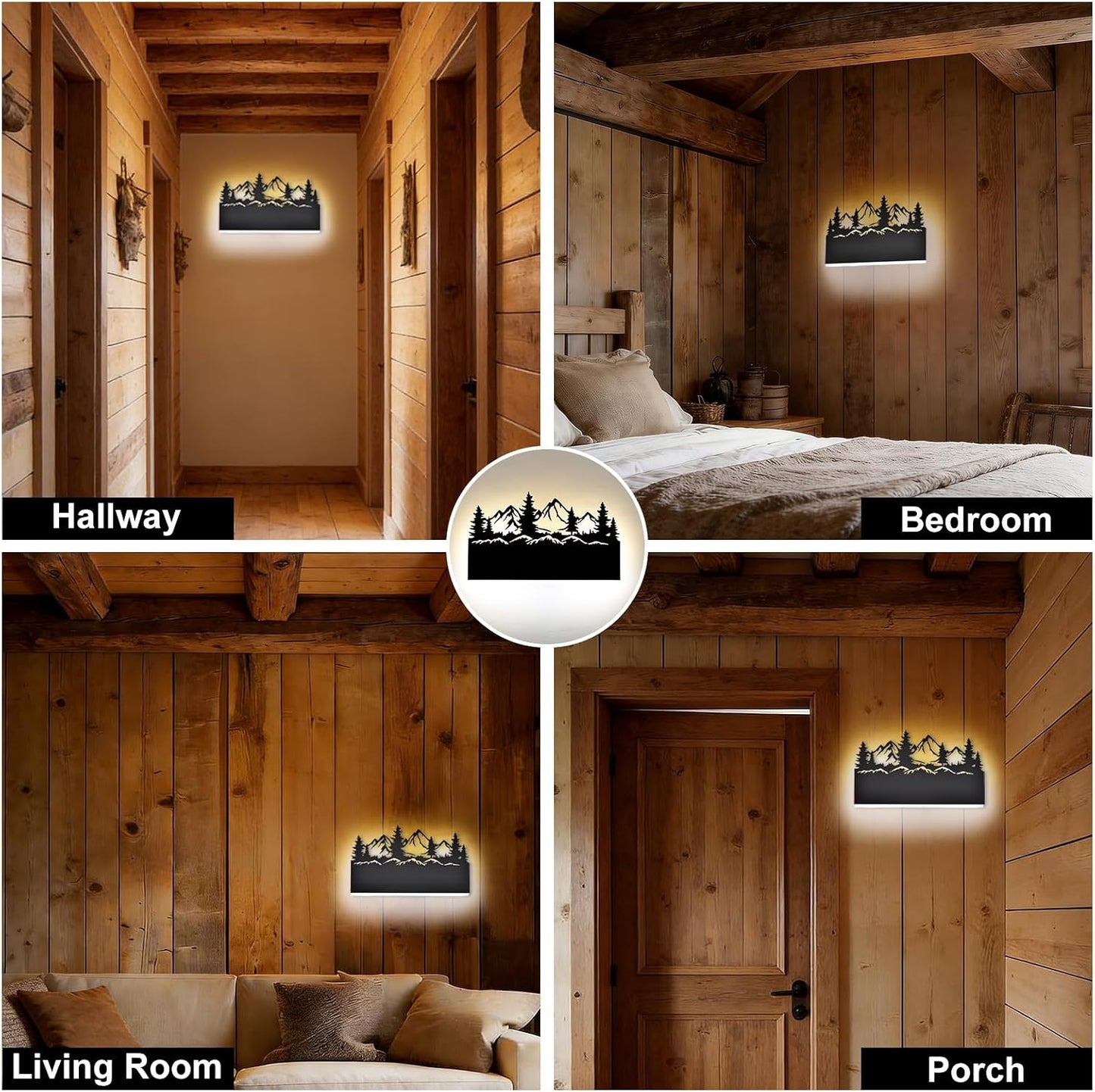 Aplique pared LED rústico negro 3000K/6000K sala dormitorio