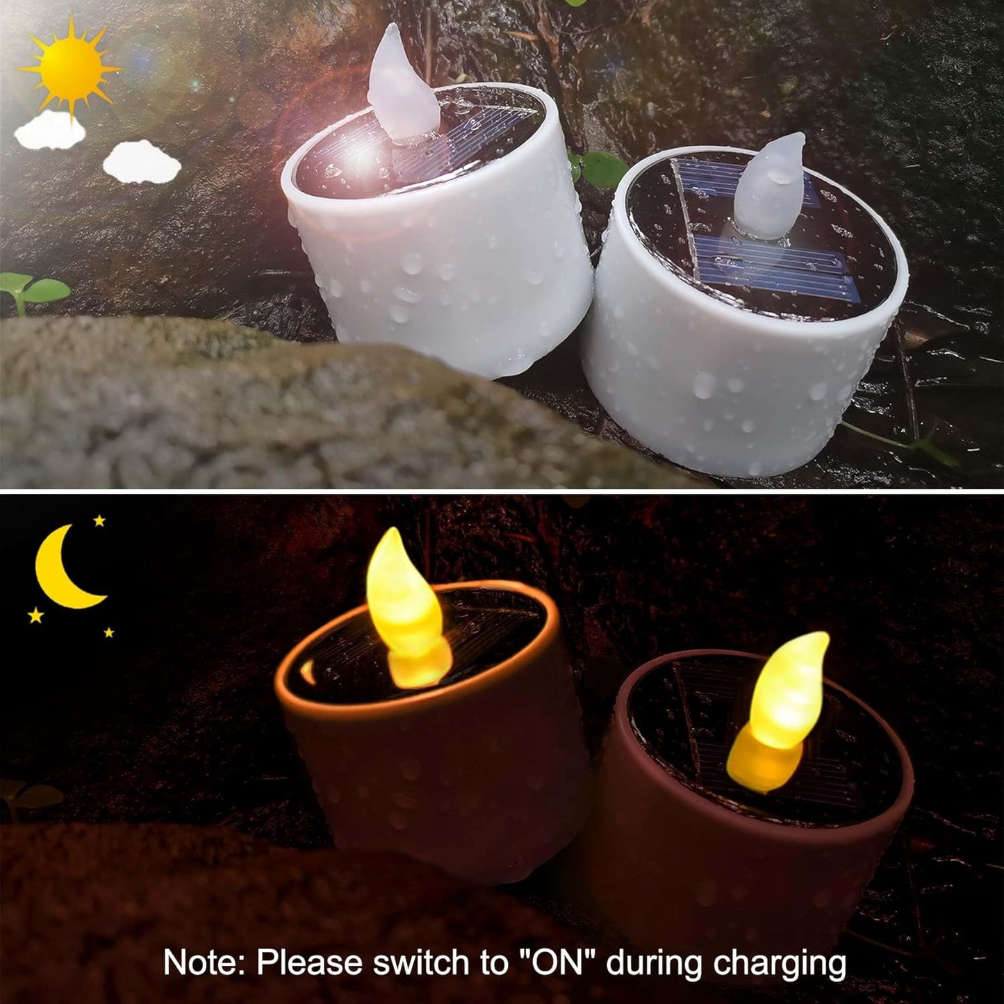 6 Velas Solares Impermeables Blanco Cálido Exteriores