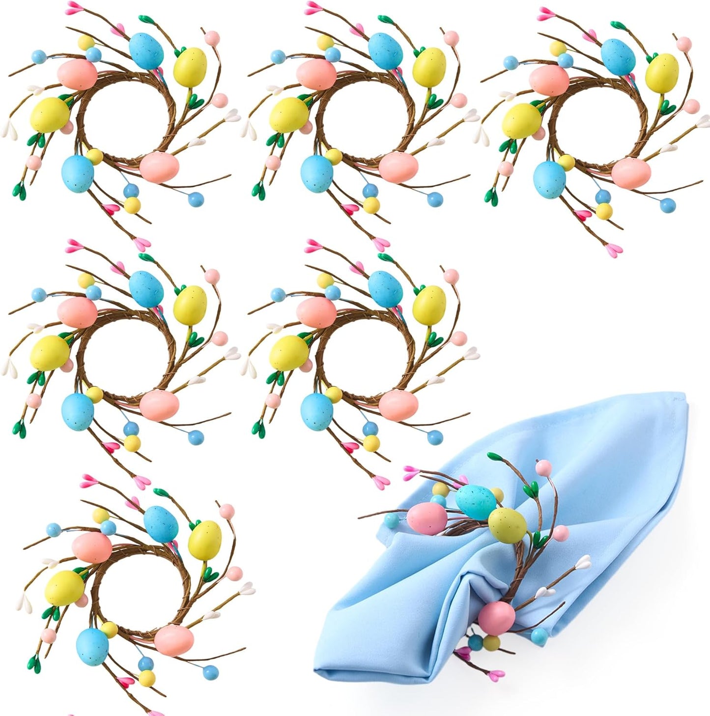 Juego de 6 servilleteros de corona de Pascua para fiestas y eventos