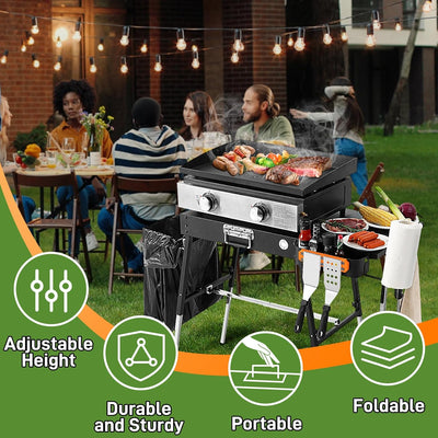 Mesa parrilla Blackstone 17-22pulg plegable con estante y caja