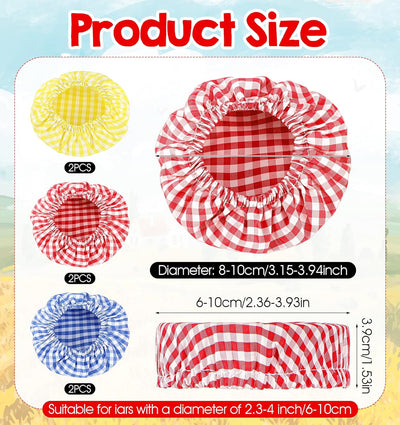 6 fundas tela cuadros para tarros masa madre reutilizables