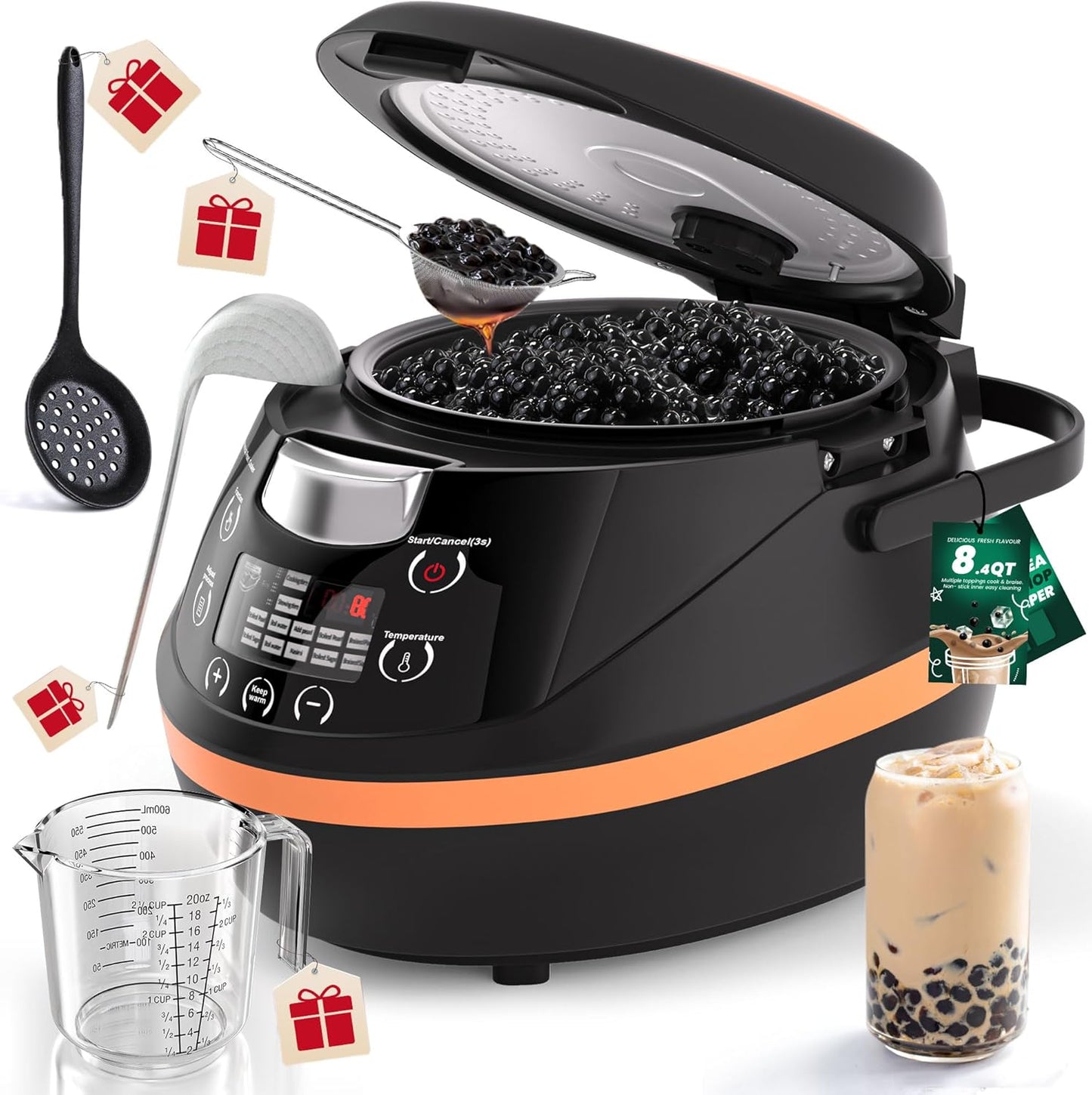Máquina calentadora tapioca 8L 1350W para té burbuja y postres